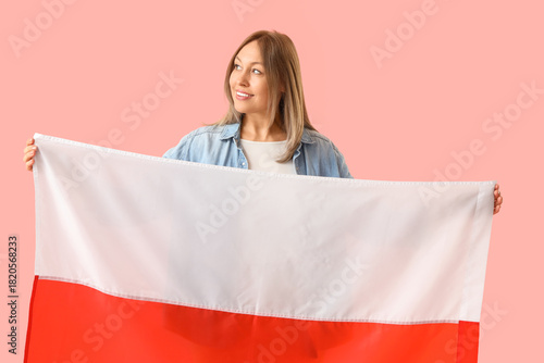 Young woman with flag of Po...