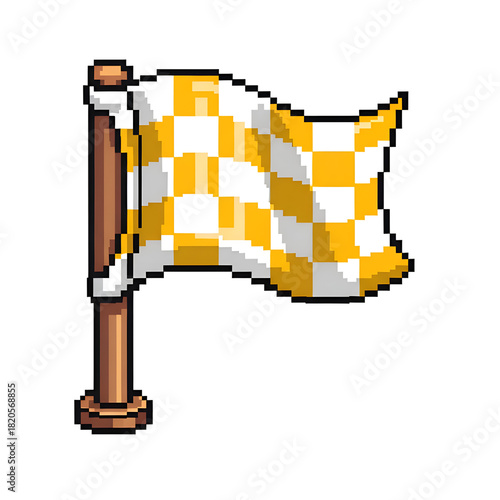 Wallpaper Mural Pixel art yellow and white checkered flag waving on a pole. Torontodigital.ca