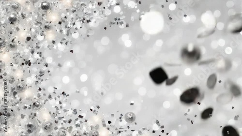 Wallpaper Mural Silver background with bokeh, glitter, and orbs, creating a festive, dreamy ambiance Torontodigital.ca