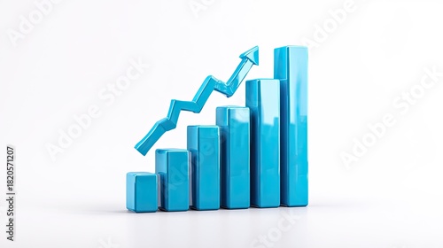Blue bar graph with an upward trend arrow shows financial growth. Free Download Blue bar graph with an upward trend arrow shows financial growth. - GFXLoad