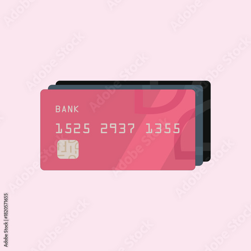 Credit cards set multicolor with , Mock-up set of debit or credit cards Tap to pay or tap payment option, vector, illustration.