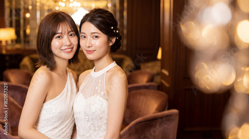 仲良く並ぶ二人の女性