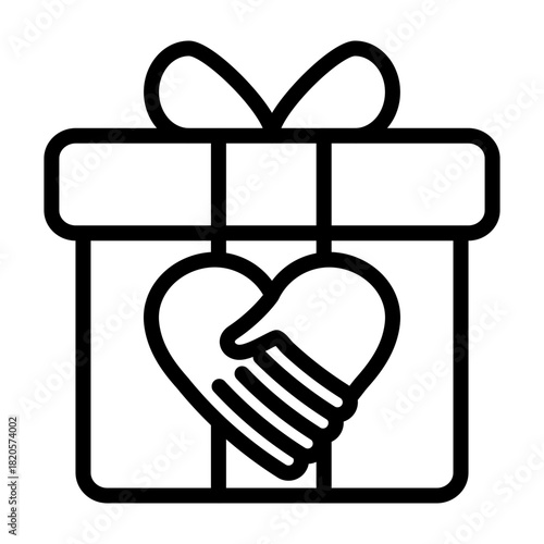 Loyalty Gift Vector Line Icon Design