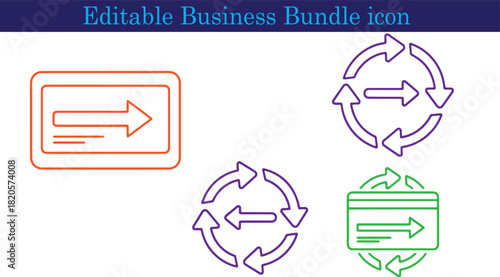 Modern Business Icon Set Featuring Arrows and Circular Motion Representing Processes and Forward Movement a Vector Graphic for Corporate Presentations and Design Projects