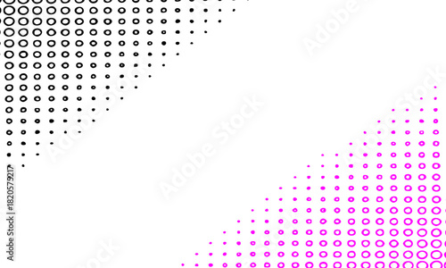 Minimalist Halftone Dot Pattern Background, Black and Magenta Geometric Digital Design, Modern Scientific Data Wallpaper