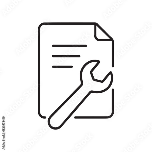 Document with Wrench Represents Technical Support and Maintenance Services