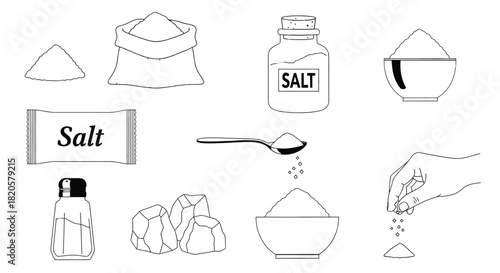 Various forms of salt illustration vector graphic design image