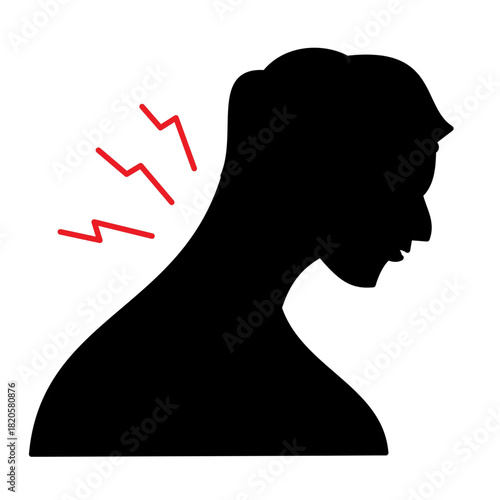 man suffering from neck pain cervical pain medical silhouette.eps