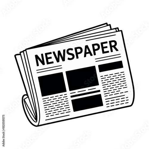 A folded newspaper with the word "NEWSPAPER" prominently displayed on its front page.