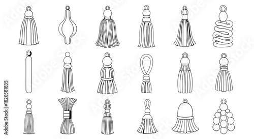 Colorful tassels vector illustration decorative tassel design set