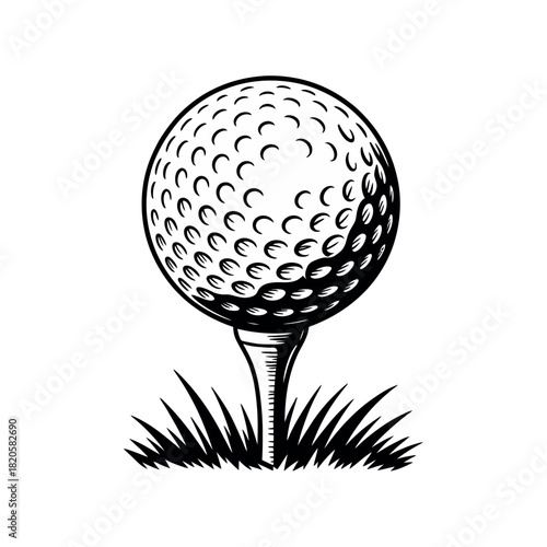 A golf ball is placed on a tee, ready for a swing in this illustration.