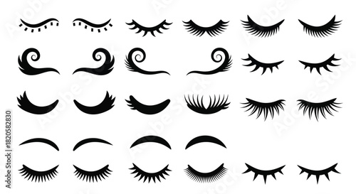 Eyelash extensions vector set different shapes and styles beauty