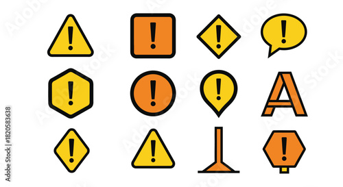 Warning signs vector set attention danger caution exclamation mark