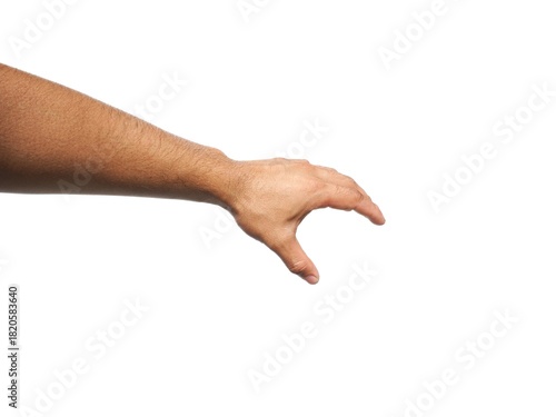 Fotografi Male hands making a gesture of holding or taking something such as a jar or a card or business card