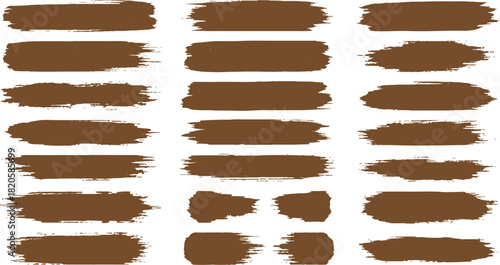 described features a visually appealing collection of brown brush strokes, organized in a structured grid format against a clean white background.
