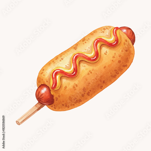 watercolor tasty crispy korean corndog
