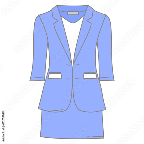 Light Blue Blazer and Skirt Professional Outfit illustration