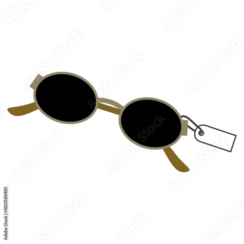 Retro Oval Sunglasses with Price Tag Illustration