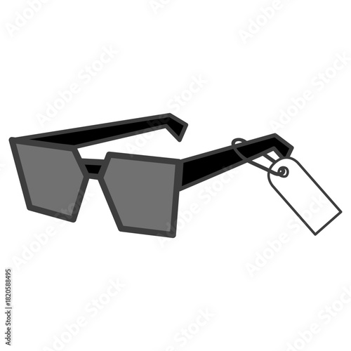 Modern Black Square Sunglasses with Price Tag illustration