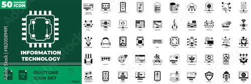 Information Technology Duotone Editable Icons set