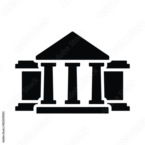 Bank building silhouette icon with pillars