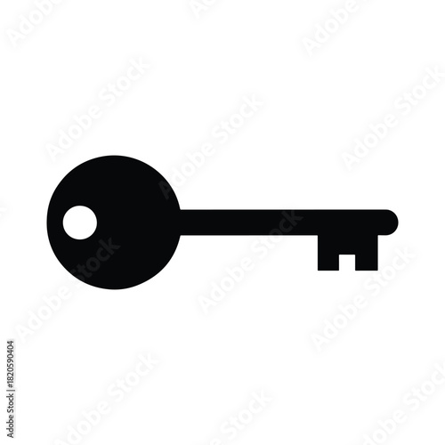 Key silhouette flat security icon