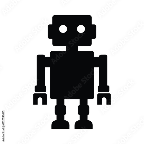 Robot silhouette minimal blocky shape icon