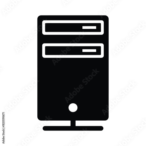 Server tower silhouette data storage icon