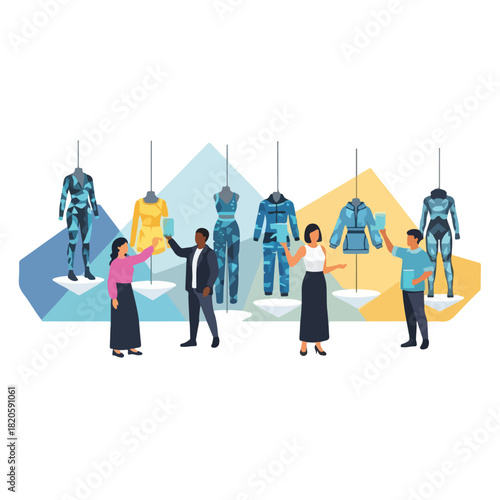 Business team group silhouette vector illustration of diverse men and women in a crowd working for success concept