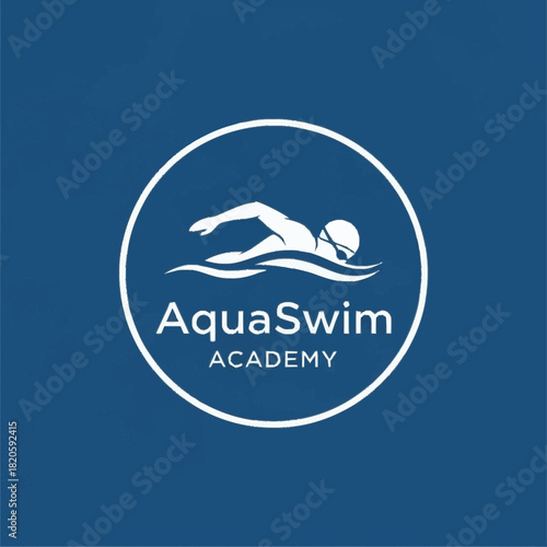 AquaSwim Academy Logo with Swimmer Silhouette in Circle.