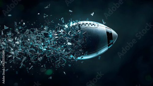 A soccer ball that explodes in mid-air resembles a soccer ball being shot forward.