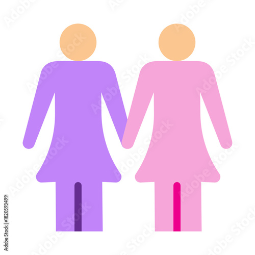 Same Sex Couple (Female) Vector Flat Icon Design