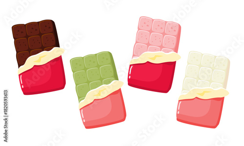 Chocolate bar with various color and flavour set. Can be used for wallpaperm sticker and food element