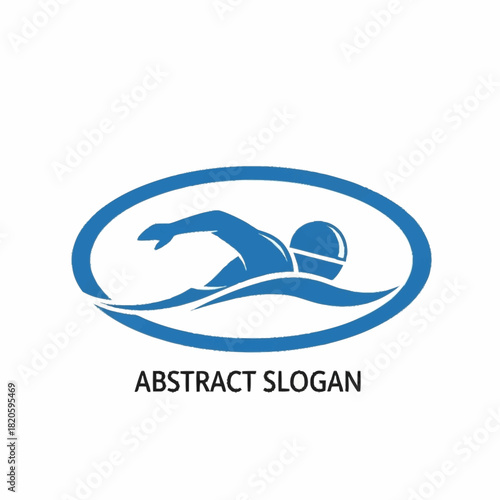 Abstract Swimmer Icon Representing Speed and Determination in Water Sports.