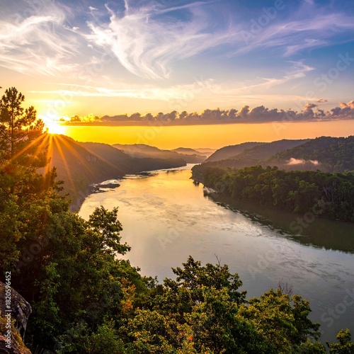 Sunrise Over the Arkansas River Valley - A Scenic Vista.