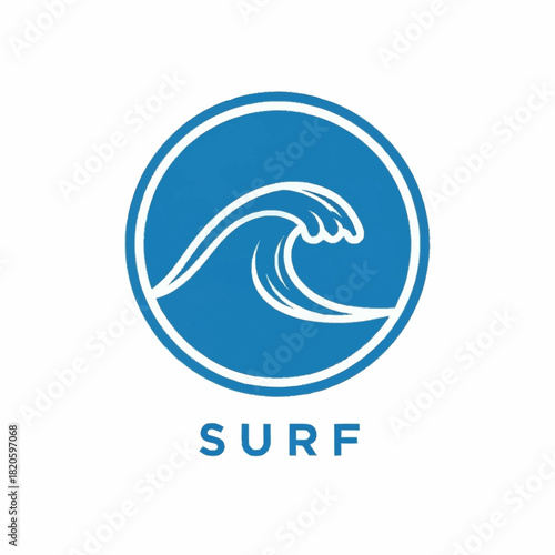 Blue Wave Surf Logo Design Element Icon.