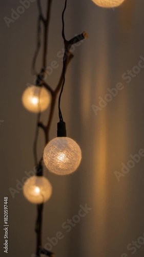Warm String Lights on Branch Decor