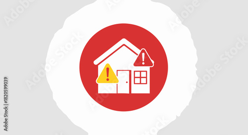 House Warning Notice Illustration With Alert Sign On Building