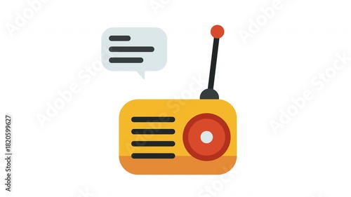 Radio transmitting information with animated message bubble