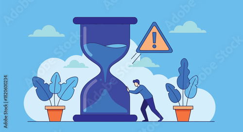 Hourglass time management deadline pressure vector illustration