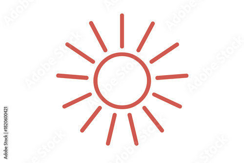 Minimalist outline sun symbol with radiating rays