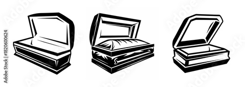 Three open casket designs showing funeral furniture for remembrance and farewell ceremonies