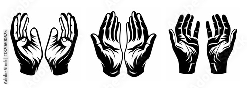 Open hands symbol collection diverse poses gestures artistic representation for your projects