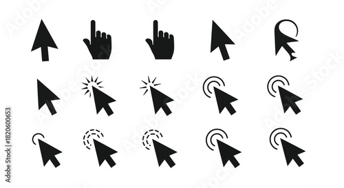 Collection of different cursor icons for website and application