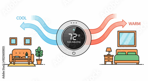Smart Thermostat For Comfortable Home Temperature Control Illustration