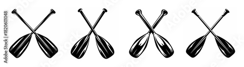 Four crossed paddles nautical theme graphic design element for water sports and boating enthusiasts