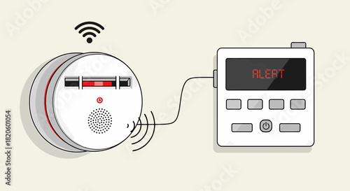 Wireless Home Alerting System With Display Panel Illustration