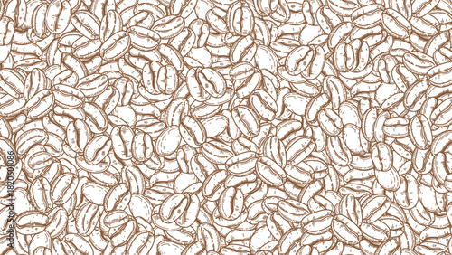 coffee background. Coffee beans in frame, border. Coffee beans wallpaper. Coffee Beans Illustration for packaging.