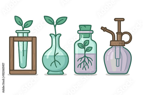 Plant propagation methods using glass containers and laboratory equipment