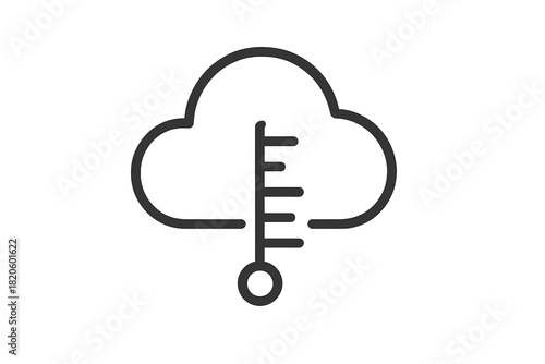 Cloud outline with thermometer scale indicating weather temperature or climate data